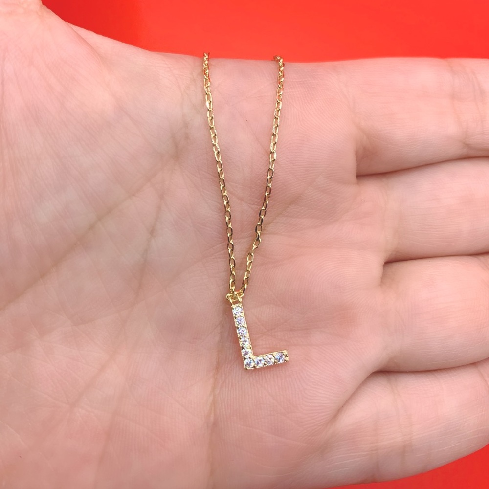 14K Yellow Gold Plated Zirconia Initial Necklace